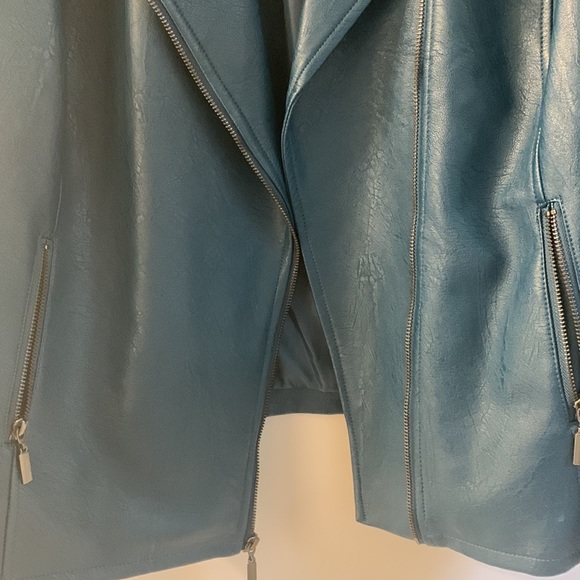 ALFANI Leather Jacket. Beautiful dark aqua, butter soft leather jacket. Size XXL - Picture 2 of 4